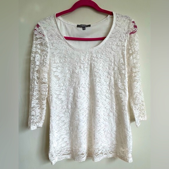NY Collection Tops - White Lace Top size PL
